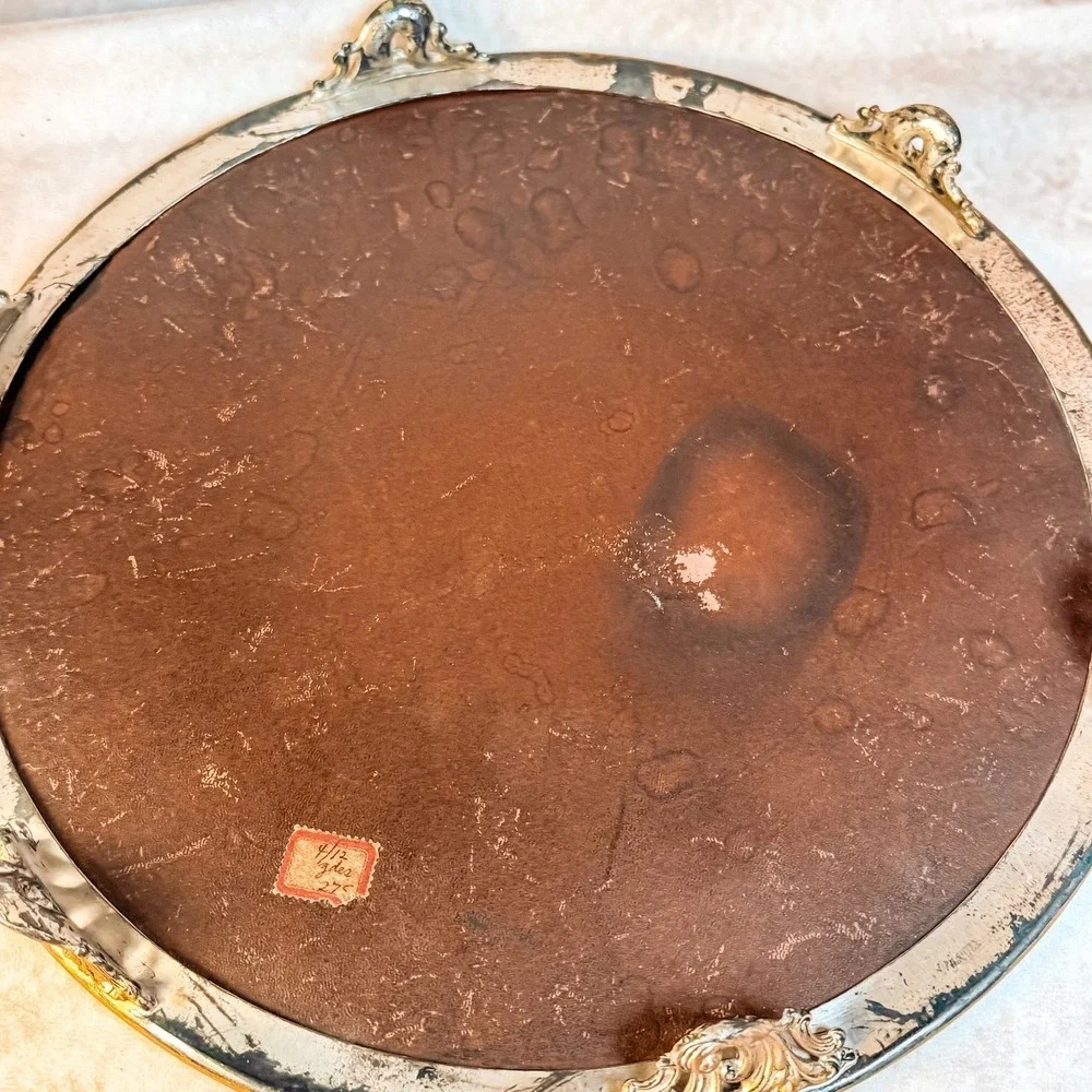 Antique French Gilt Beveled Mirror Tray Medium Size